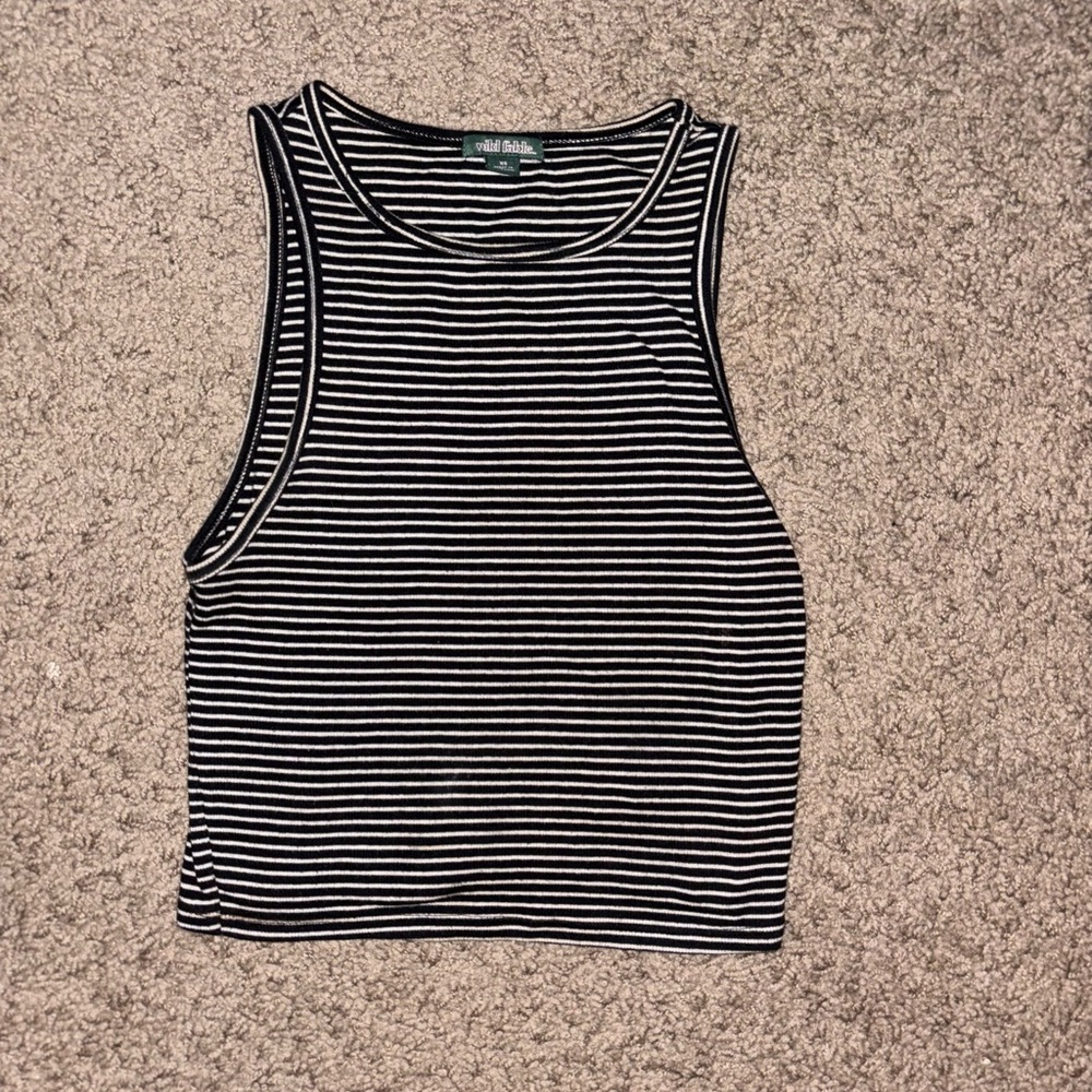 Wild fable Striped Black and White Tank Top
